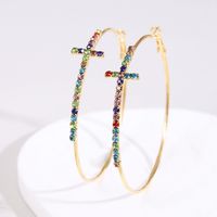 1 Pair Queen Cross Plating Inlay Alloy Zircon Hoop Earrings sku image 5