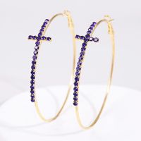 1 Pair Queen Cross Plating Inlay Alloy Zircon Hoop Earrings sku image 4