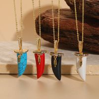 Casual Classic Style Streetwear Geometric Resin Copper Plating Inlay Zircon 14k Gold Plated Pendant Necklace main image 1