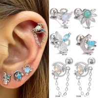 1 Piece Ig Style Simple Style Streetwear Geometric Tassel Plating Inlay Brass Zircon 18k Gold Plated White Gold Plated Ear Studs main image 6