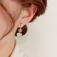 1 Pair Elegant Heart Shape Plating Inlay Alloy Artificial Gemstones Drop Earrings main image 3