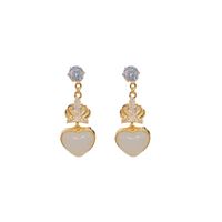 1 Pair Elegant Heart Shape Plating Inlay Alloy Artificial Gemstones Drop Earrings main image 2