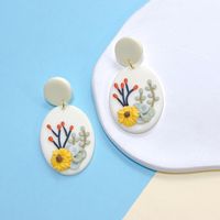 1 Pair Elegant Lady Sweet Geometric Flower Soft Clay Drop Earrings sku image 2