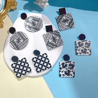 1 Pair Streetwear Geometric Printing Arylic Drop Earrings main image 1