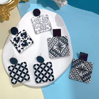 1 Pair Streetwear Geometric Printing Arylic Drop Earrings main image 5