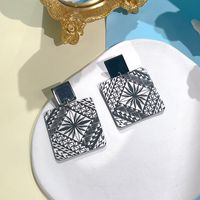 1 Pair Streetwear Geometric Printing Arylic Drop Earrings main image 3