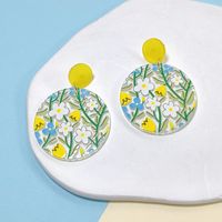 1 Paire Sucré Géométrique Fleur Arylique Boucles D'oreilles sku image 2