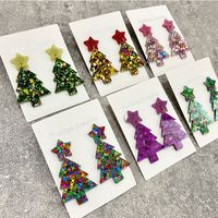 1 Pair Elegant Lady Christmas Tree Star Arylic Drop Earrings main image 1
