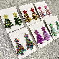 1 Pair Elegant Lady Christmas Tree Star Arylic Drop Earrings main image 6