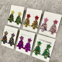 1 Pair Elegant Lady Christmas Tree Star Arylic Drop Earrings main image 4