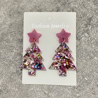 1 Pair Elegant Lady Christmas Tree Star Arylic Drop Earrings sku image 3