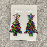1 Pair Elegant Lady Christmas Tree Star Arylic Drop Earrings sku image 5