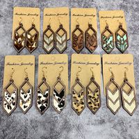 1 Pair Retro Cow Pattern Rhombus Pu Leather Drop Earrings main image 6