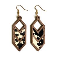 1 Pair Retro Cow Pattern Rhombus Pu Leather Drop Earrings main image 5