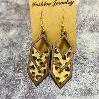 1 Pair Retro Cow Pattern Rhombus Pu Leather Drop Earrings sku image 4