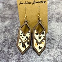 1 Pair Retro Cow Pattern Rhombus Pu Leather Drop Earrings sku image 1