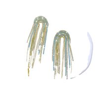1 Pair Elegant Streetwear U Shape Tassel Inlay Copper Zircon Drop Earrings main image 4