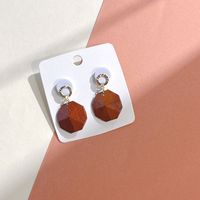1 Pair Retro Lady Geometric Wood Drop Earrings sku image 6