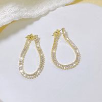 1 Pair Ig Style Korean Style Geometric Inlay Copper Zircon Earrings sku image 1