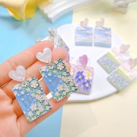 1 Pair Sweet Heart Shape Flower Arylic Drop Earrings main image 4