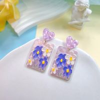 1 Pair Sweet Heart Shape Flower Arylic Drop Earrings sku image 2