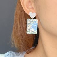 1 Pair Sweet Heart Shape Flower Arylic Drop Earrings main image 3