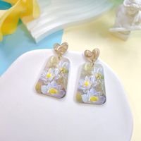 1 Pair Sweet Heart Shape Flower Arylic Drop Earrings sku image 1