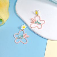 1 Pair Cute Flower Butterfly Spray Paint Plating Alloy Drop Earrings main image 1