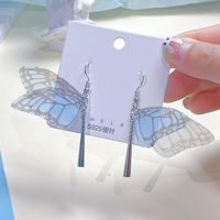 1 Pair Sweet Butterfly Plating Organza Drop Earrings sku image 2
