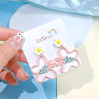 1 Pair Cute Flower Butterfly Spray Paint Plating Alloy Drop Earrings main image 6