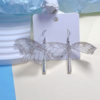 1 Pair Sweet Butterfly Plating Organza Drop Earrings sku image 1