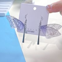1 Pair Sweet Butterfly Plating Organza Drop Earrings sku image 4