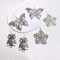 1 Pair Lady Flower Butterfly Metal Drop Earrings main image 2