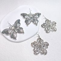 1 Pair Lady Flower Butterfly Metal Drop Earrings main image 5