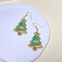 1 Pair Cute Ethnic Style Cartoon Character Christmas House Snowman Printing Arylic Drop Earrings sku image 4