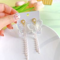 1 Pair Simple Style Heart Shape Beaded Plastic Resin Drop Earrings sku image 2