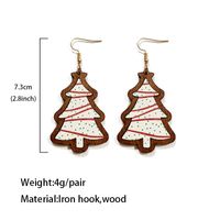 1 Pair Retro Christmas Tree Plaid Wood Drop Earrings main image 5