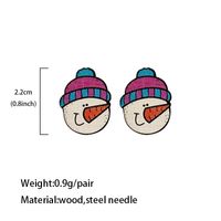 1 Pair Cute Christmas Tree Gingerbread Snowman Wood Ear Studs main image 5