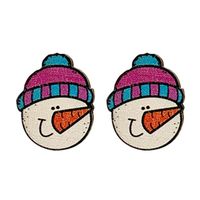 1 Pair Cute Christmas Tree Gingerbread Snowman Wood Ear Studs main image 6