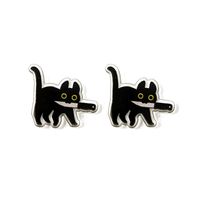 1 Pair Cute Funny Knife Cat Arylic Ear Studs main image 4
