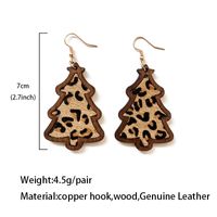 1 Pair Retro Christmas Tree Leopard Wood Drop Earrings main image 4