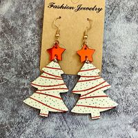 1 Pair Commute Leaf Printing Wood Drop Earrings main image 3