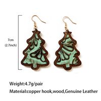 1 Pair Retro Leaf Flower Printing Pu Leather Drop Earrings main image 5
