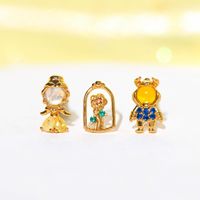 1 Pair Princess Cute Modern Style Cartoon Character Inlay Copper Zircon Ear Studs main image 1