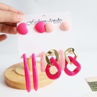 1 Set Sweet Heart Shape Plating Resin Drop Earrings Ear Studs main image 6