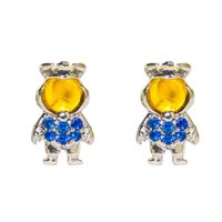 1 Pair Princess Cute Modern Style Cartoon Character Inlay Copper Zircon Ear Studs sku image 6