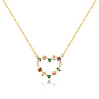 Lady Simple Style Heart Shape Copper Plating Inlay Zircon 18k Gold Plated Pendant Necklace main image 5