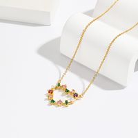 Lady Simple Style Heart Shape Copper Plating Inlay Zircon 18k Gold Plated Pendant Necklace main image 1