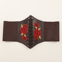 Retro Rose Pu Leather Women's Leather Belts sku image 3