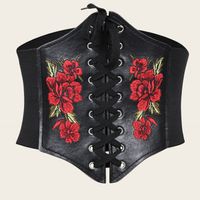 Retro Rose Pu Leather Women's Leather Belts sku image 1